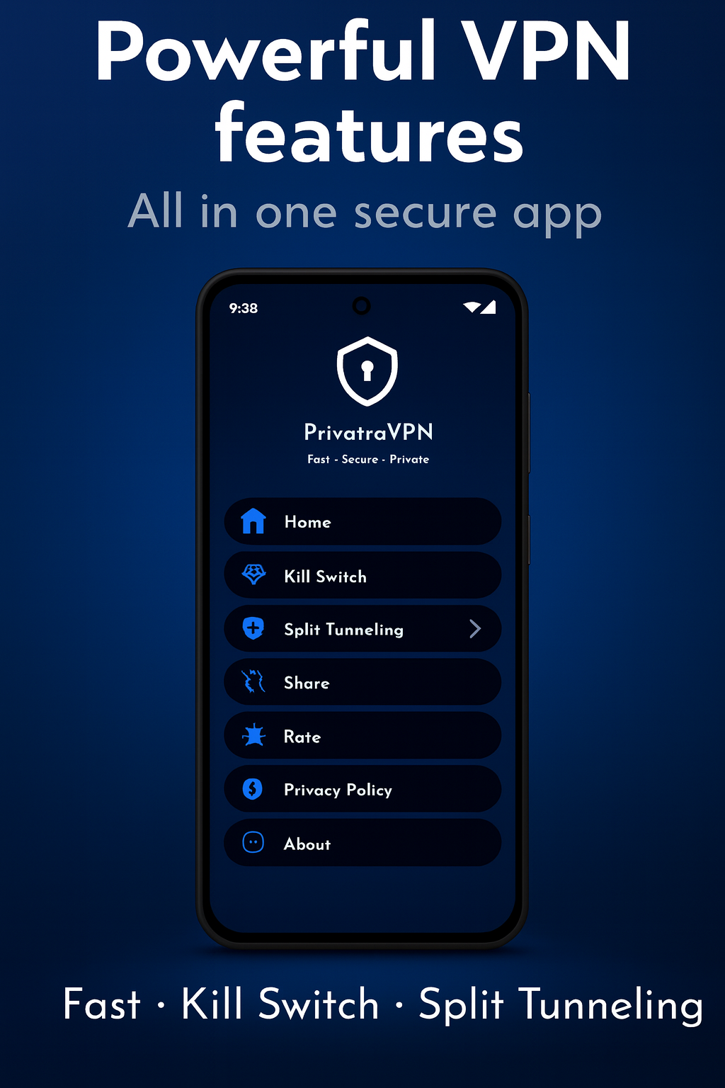 PrivatraVPN App Interface